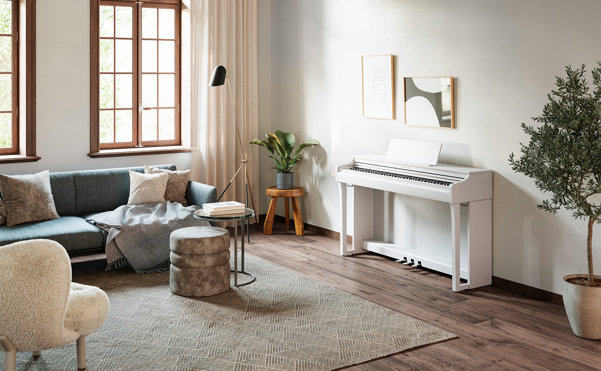 Yamaha Clavinova CLP-825 (White) in the living room