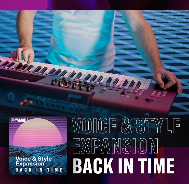 介紹音色與擴充包「Back in Time」的主視覺圖片。