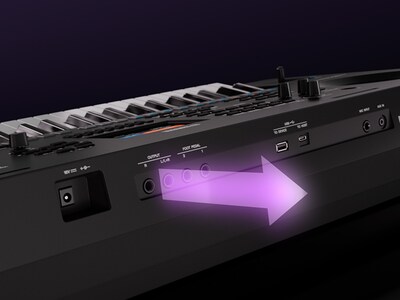 用於高音質音訊輸出的 PSR-SX620 LINE OUT 端子特寫。