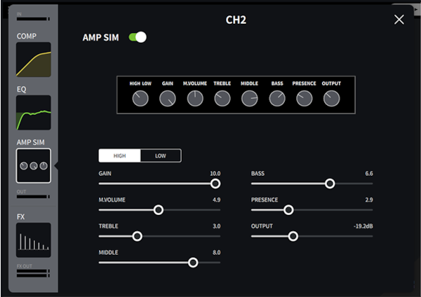 AMP SIM（音箱模擬器）- CH2

